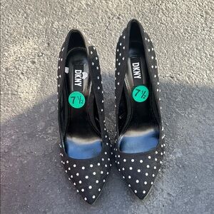 DKNY Black and White Polka Dot Heels